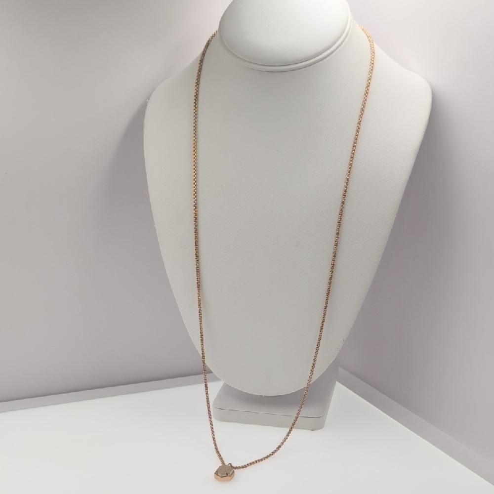 Kendra Scott Rose Gold Drusy Hexagon Necklace BB4 - Picture 4 of 6